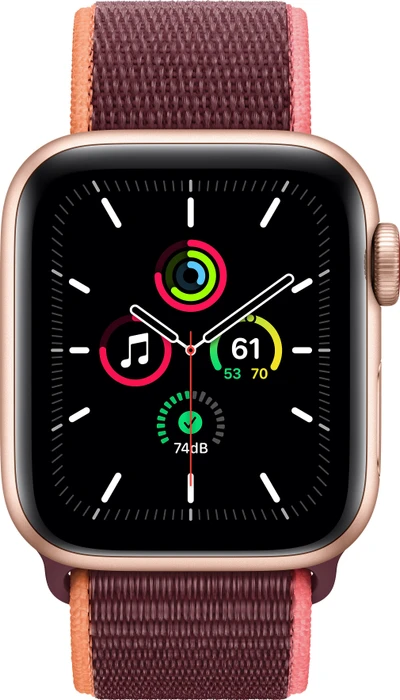 Apple Watch SE (GPS + Cellular) 40mm gold mit Sport Loop pflaume