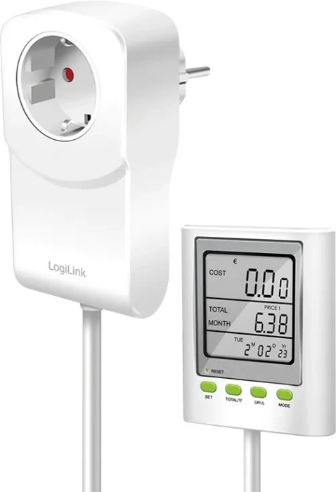 LogiLink Energiekosten-Messgerät mit CO2-Emissionsberechnung/Verlängerungskabel