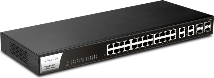 DrayTek VigorSwitch 1282 Rackmount Gigabit Smart Switch, 24x RJ-45, 4x RJ-45/SFP