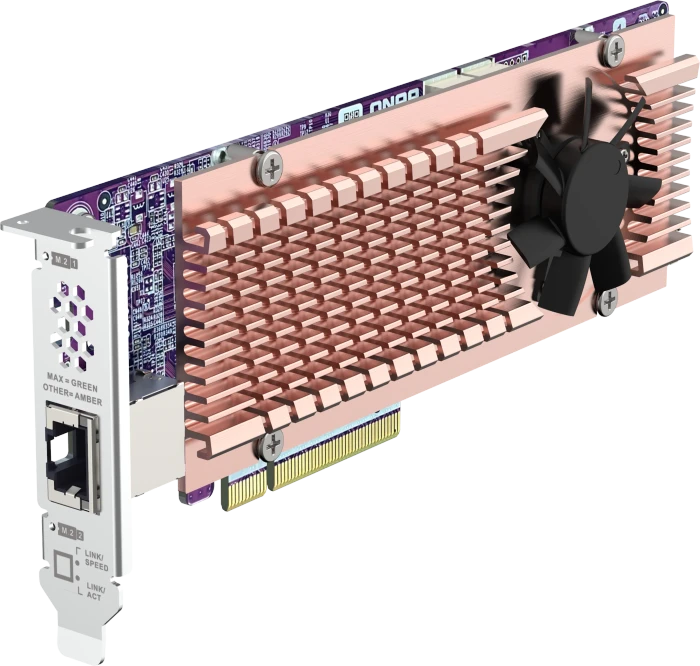 QNAP Dual M.2 2280 Netzwerkadapter mit NVMe, PCIe 4.0 x8, 1x 10GBase-T