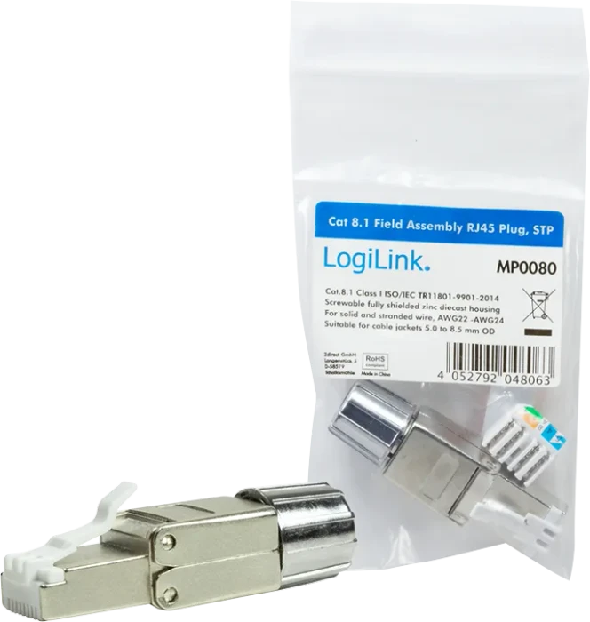 LogiLink RJ-45 Cat8.1 Modularstecker, feldkonfektionierbar, Metall