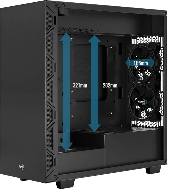 AeroCool Flo, schwarz, Glasfenster