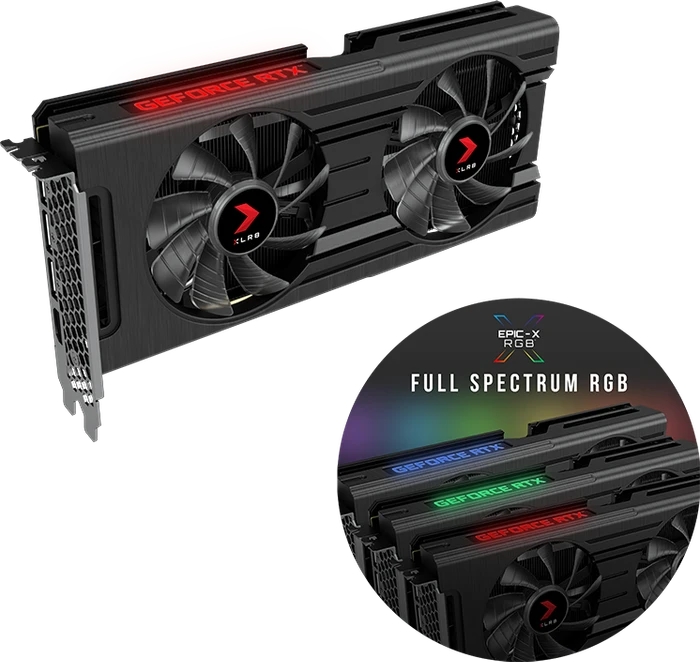 PNY GeForce RTX 3050 XLR8 Gaming Revel Epic-X RGB Dual Fan, 8GB GDDR6, HDMI, 3x DP
