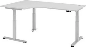 Hammerbacher Ergonomic Aktiv XDSM82/5/S elektrisch höhenverstellbarer Sitz-Steh-Schreibtisch 200x120cm grau/silber