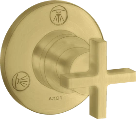 Hansgrohe Axor Citterio Ab- und Umstellventil Trio/ Quattro Unterputz mit Kreuzgriff brushed brass