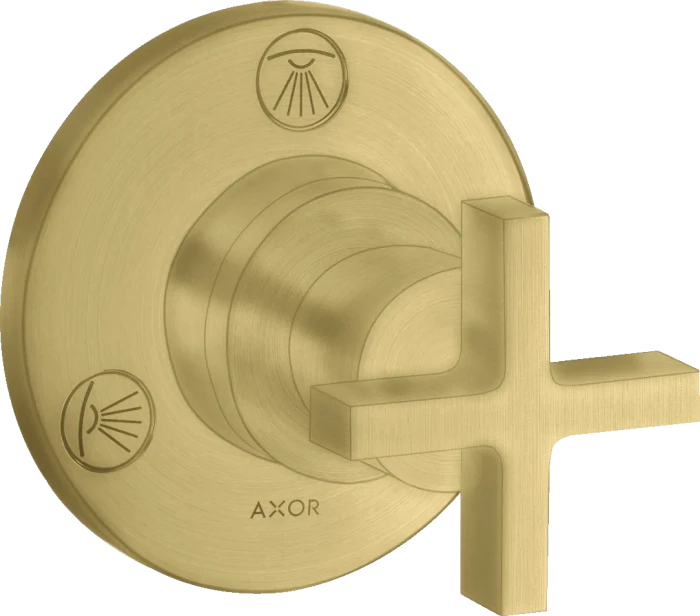 Hansgrohe Axor Citterio Ab- und Umstellventil Trio/ Quattro Unterputz mit Kreuzgriff brushed brass