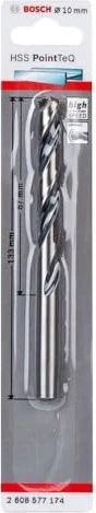 Bosch Professional HSS PointTeQ Spiralbohrer, 10x87x133mm, 1 Stück