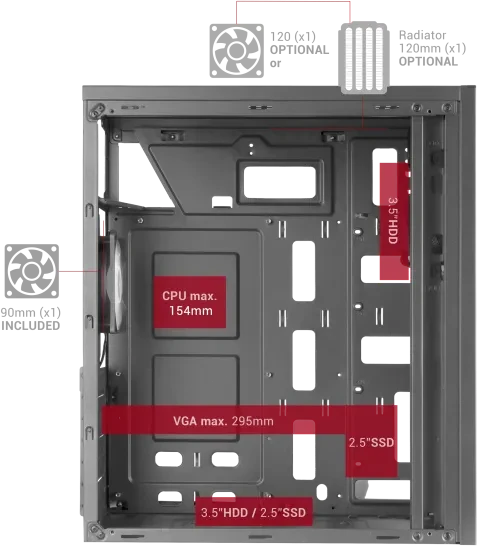 Mars Gaming MC100, schwarz, Acrylfenster