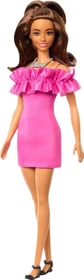 Mattel Barbie - Fashionistas Barbie mit pinkfarbenem Kleid mit Rüschenausschnitt