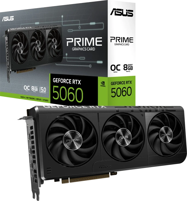 ASUS Prime GeForce RTX 5060 OC, PRIME-RTX5060-O8G, 8GB GDDR7, HDMI, 3x DP