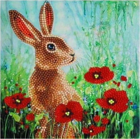 Craft Buddy Crystal Art Card Kit Wild Poppies and the Hare