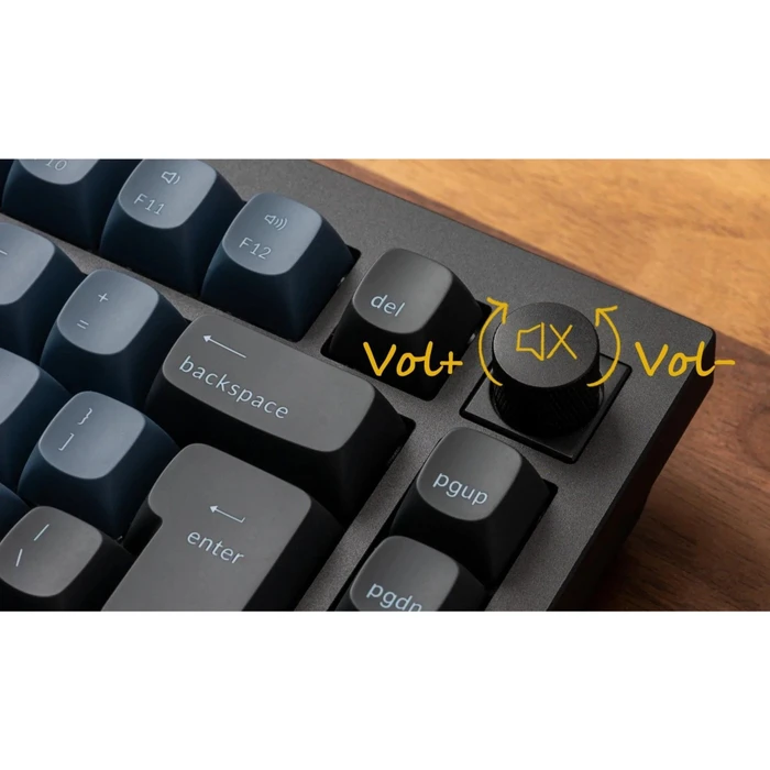 Keychron Q1 Knob, LEDs RGB, hot-swap, schwarz/blaugrau, Gateron G Pro BROWN, USB, DE