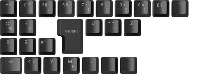 Glorious GMMK V2 Keycap German Expansion Set, Kunststoff (ABS) Double-Shot, schwarz, 26 Tasten, ISO-DE