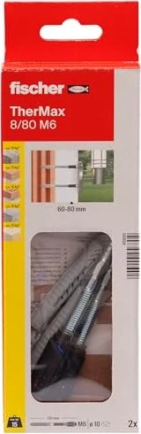 fischer TherMax 8/80 M6 (2) Abstandsmontagesystem Schrauben/Dübel-Sortiment, 2 Stück