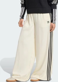 adidas Adicolor Satin Wide Leg Trainingshose lang cream white/black (Damen)