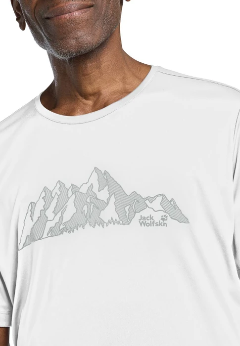 Jack Wolfskin Peak Graphic Funktionsshirt kurzarm new mountain stark white (Herren)