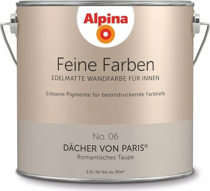 Alpina Farben Feine Farben No. 06 Dächer von Paris innen romantisches graubraun edelmatt grau, 2.5l