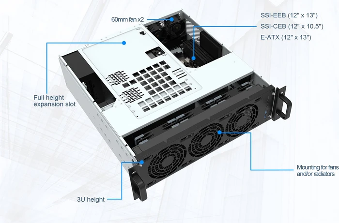 SilverStone RM32, Rackmount Server, schwarz/grau, 3HE, SFX-L