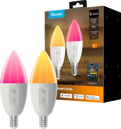Govee H600C RGBWW Smart LED Kerze E14 5W, 2 Stück (B600CCC1)