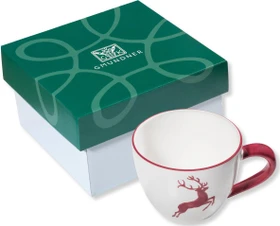Gmundner Keramik Bordeauxroter Hirsch Teetasse Maxima im Karton 400ml