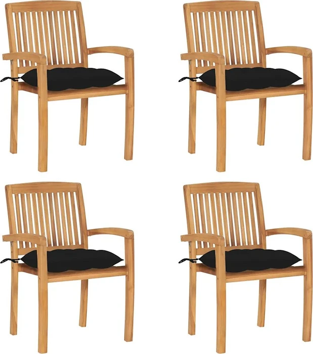 vidaXL Teak Stapelsessel-Set, 4-tlg.