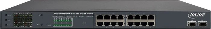 InLine Rackmount Gigabit Switch, 16x RJ-45, 2x SFP, 300W PoE+