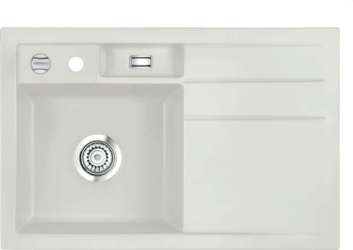 systemceram Bela 78 Einbau Becken links mit Ablauffernbedienung alu