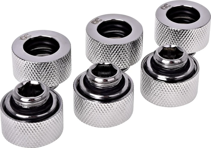 Alphacool HT Rohranschluss G1/4" auf 13mm verchromt, 6er-Pack