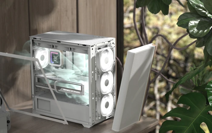 AeroCool D301A White, inkl. 4x Lüfter, Lüfter LED ARGB, Glasfenster