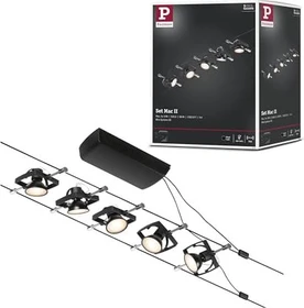 Paulmann CorDuo Mac II Basisset Seilsystem Spot GU5.3 schwarz matt, 5 Stück