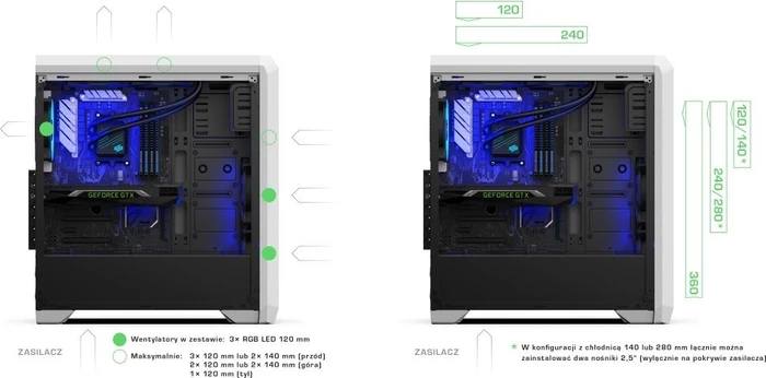 Endorfy SilentiumPC Regnum RG4TF RGB Frosty White, Glasfenster