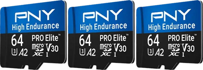 PNY Pro Elite High Endurance R100 64GB Kit, UHS-I U3, A2, Class 10, 3er-Pack