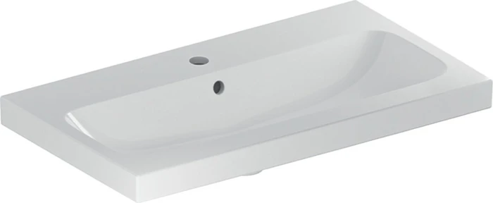 Geberit iCon Light Waschtisch verkürzte Ausladung 75cm, Hahnloch mittig, mit Überlauf, weiß/KeraTect