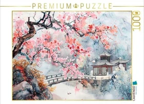 Calvendo Chinesischer Tempel zur Kirschblüte als Tuschezeichnung