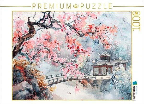 Calvendo Chinesischer Tempel zur Kirschblüte als Tuschezeichnung