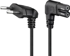 Wentronic Goobay Kaltgeräte Netzkabel, Eurostecker auf C7 Buchse, beidseitig gewinkelt, 1.5m