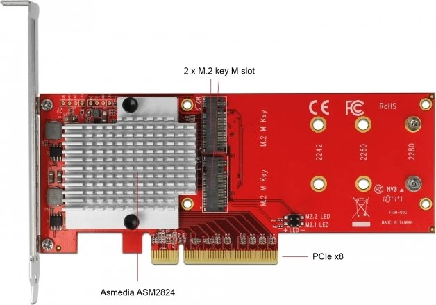 DeLOCK 2x M.2, PCIe 3.0 x8