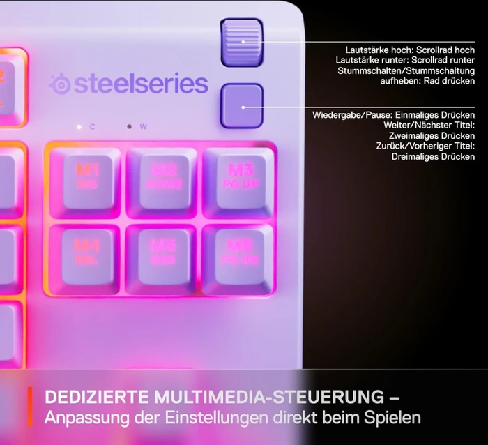 SteelSeries Apex 3 TKL, Lavender, violett, LEDs RGB, USB, US