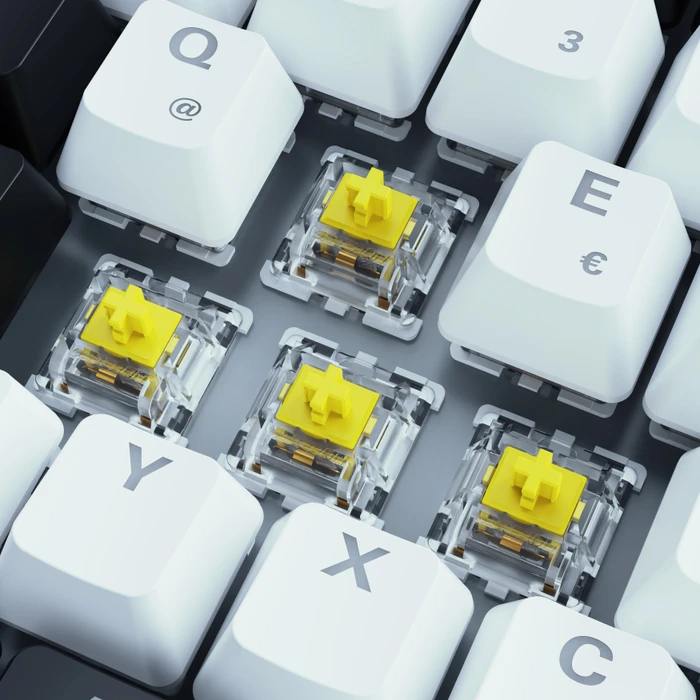 Sharkoon Skiller SGK50 S3 White, schwarz/weiß, LEDs RGB, hot-swap, Gateron YELLOW, USB, DE