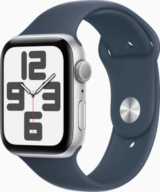 Apple Watch SE (2022) (GPS) 44mm silber mit Sportarmband M/L sturmblau