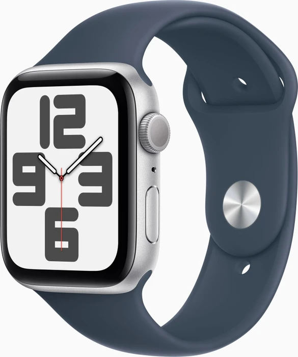 Apple Watch SE (2022) (GPS) 44mm silber mit Sportarmband M/L sturmblau