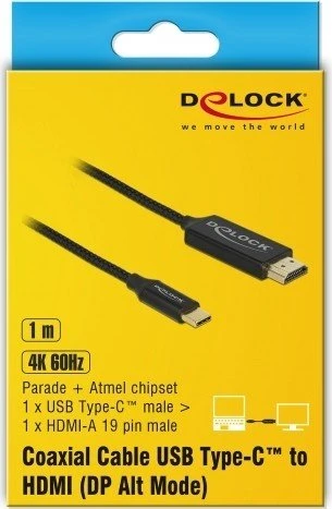 DeLOCK USB-C 3.1 [Stecker] auf HDMI [Stecker] 4K 60Hz Adapterkabel schwarz, 1m