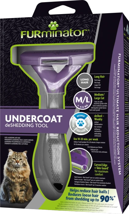 FURminator deShedding Tool für große Katzen mit langem Fell, Version 2