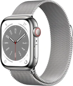 Apple Watch Series 8 (GPS + Cellular) 41mm Edelstahl silber mit Milanaise-Armband silber
