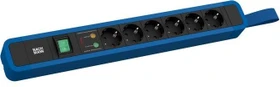 Bachmann Primo 2, 6-fach, mit Schlaufe, Schalter, Überspannungsschutz, 2m, blau/schwarz