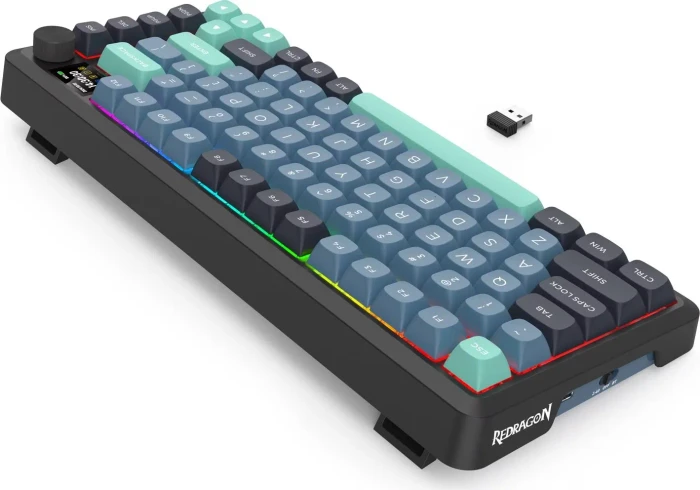 Redragon Behemoth K724 Pro Wireless, Dark Jade, LEDs RGB, Mint Mambo, USB/Bluetooth, US