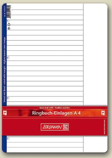 Brunnen Ringbucheinlage Papiereinlage, A4, Lineatur 25, 50 Blatt