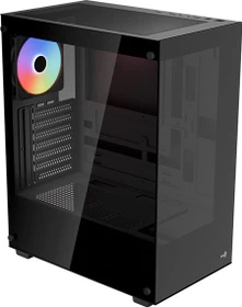 AeroCool Pivot Black, inkl. 1x Lüfter, Lüfter LED Fixed RGB, Glasfenster (Pivot-G-BK-v1)