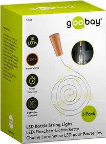 Wentronic goobay Flaschen-Lichterkette LED 10x warmweiß, 3 Stück