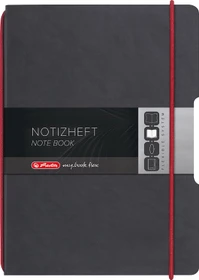Herlitz my.book flex Notizheft, A4, Lineatur 28, Lederoptik-Wechselcover, anthrazit/rot, 40 Blatt